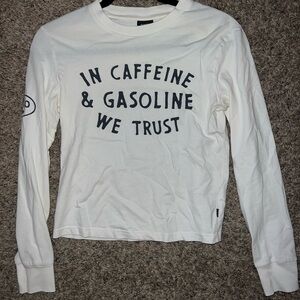 P & Co Motorcycle Biker Women's White Long Sleeve Top Small Caffeine Gasoline